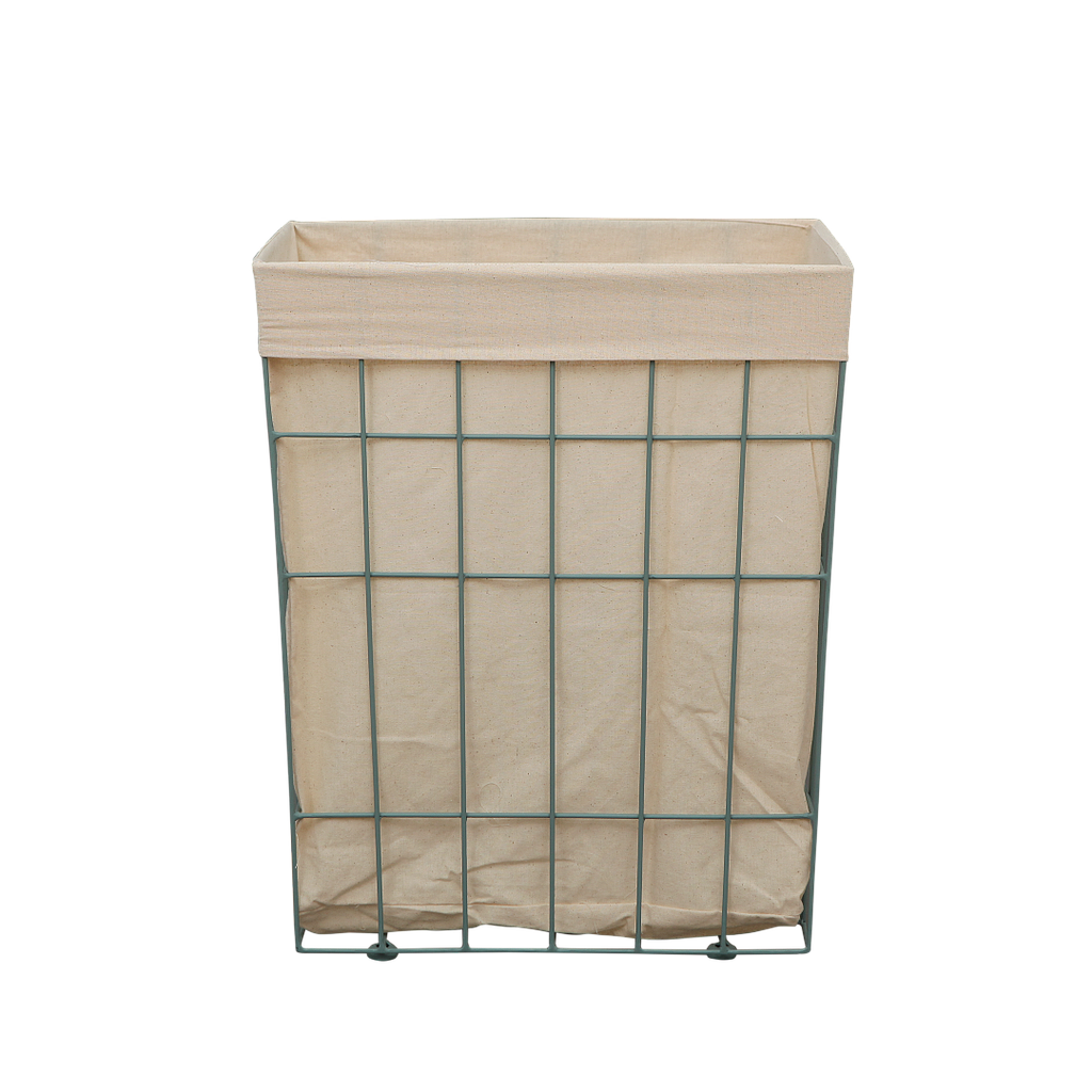 PRESSING - Laundry basket L45 x H50 - Mint and Cream canvas bag