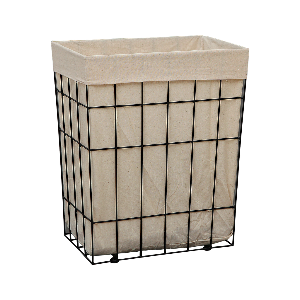 PRESSING - Laundry basket L45 x H50 - Black and Cream canvas bag