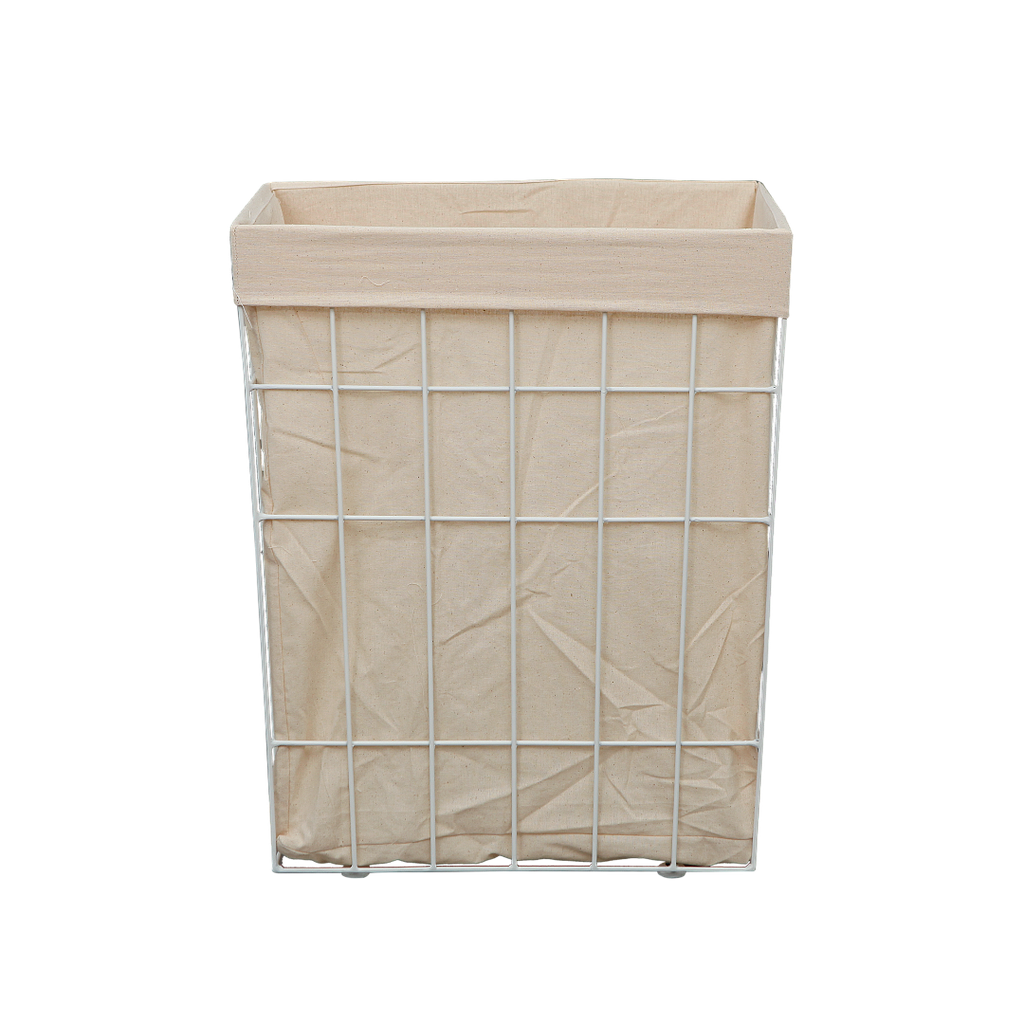 PRESSING - Laundry basket L45 x H50 - White and Cream canvas bag