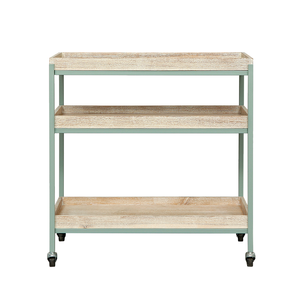 SHARKA - Trolley L80 x H85 - Mint and Whitened acacia