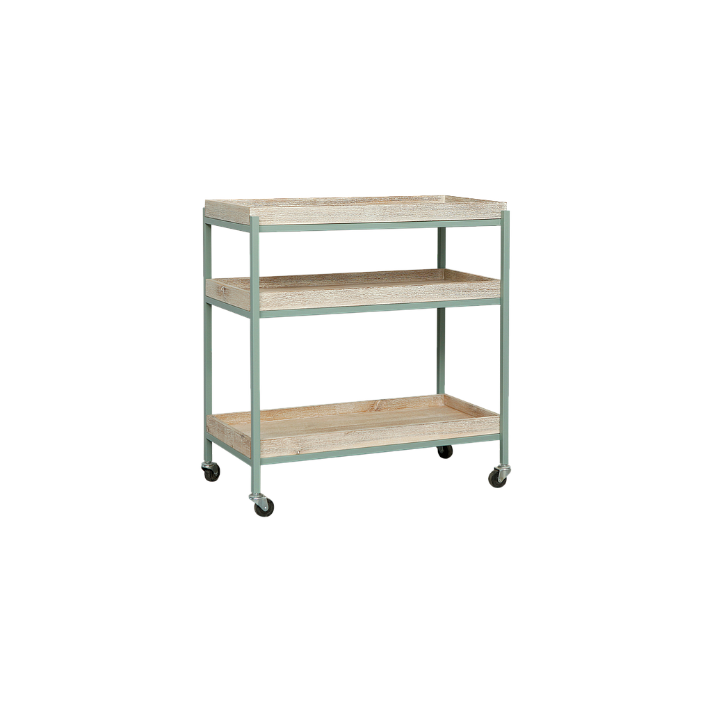 SHARKA - Trolley L80 x H85 - Mint and Whitened acacia