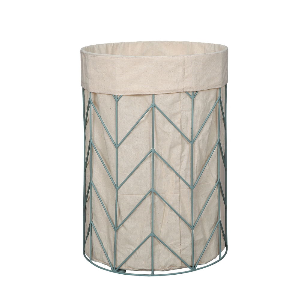 EPIS - Laundry basket Diam.35 x H50 - Mint and Cream canvas bag