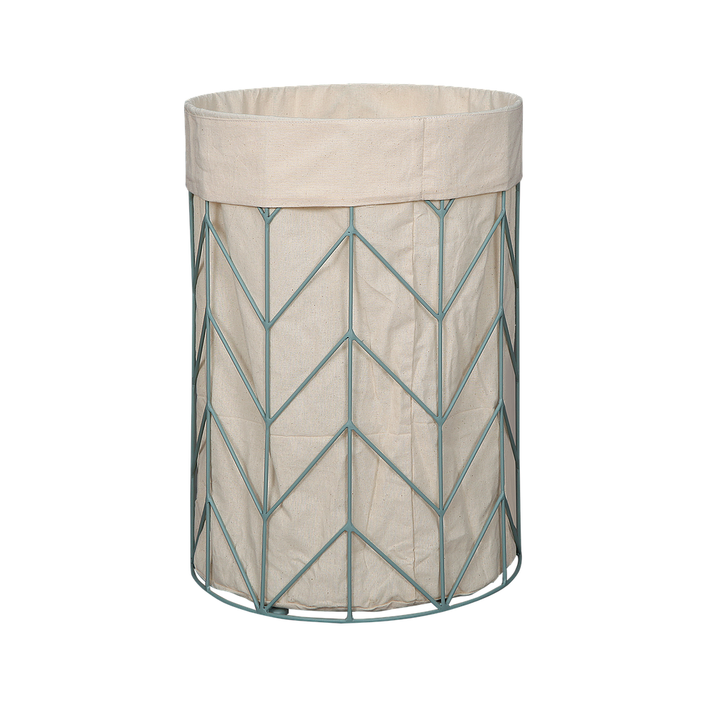 EPIS - Laundry basket Diam.35 x H50 - Mint and Cream canvas bag