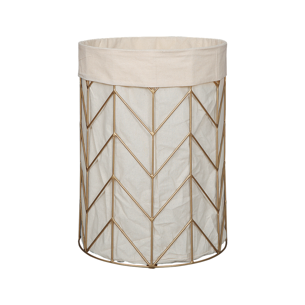 EPIS - Laundry basket Diam.35 x H50 - Gold and Cream canvas bag