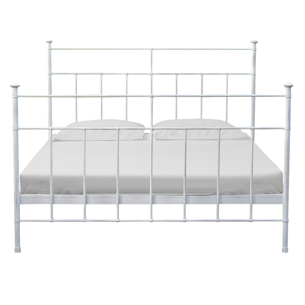 GARDANNE - Metal queen size bed 160x200 - Patina white