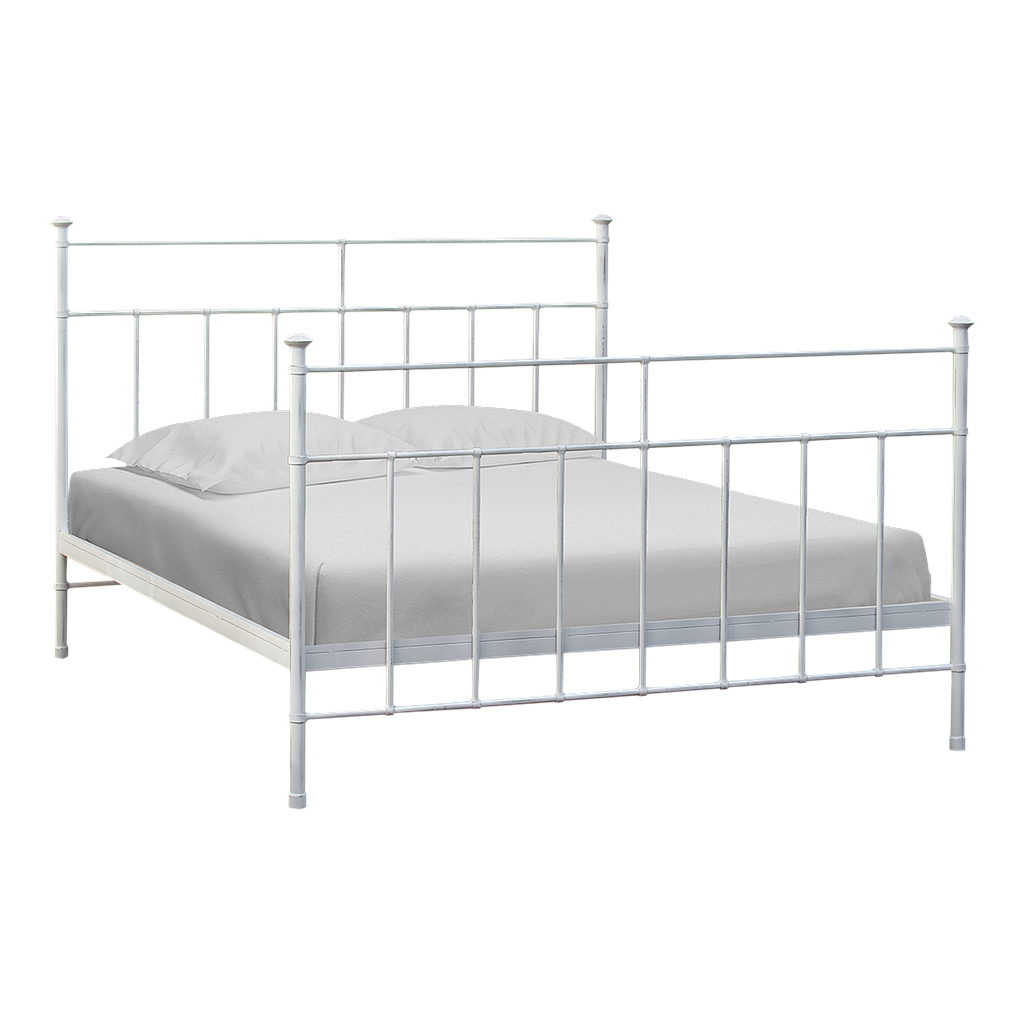 GARDANNE - Metal queen size bed (Mattress 160x200) - Patina white