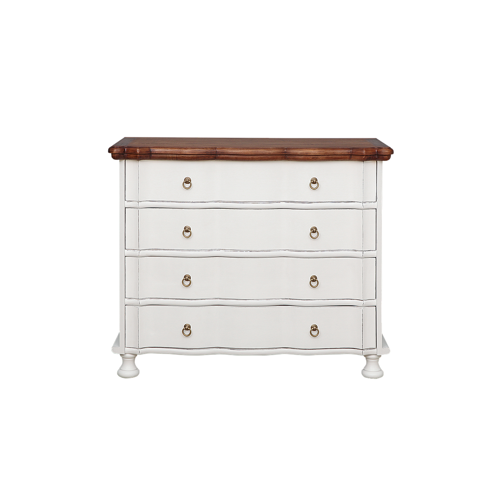 ORLEANS - Chest of drawers L100 x H85 - Brocante white and Washed antic
