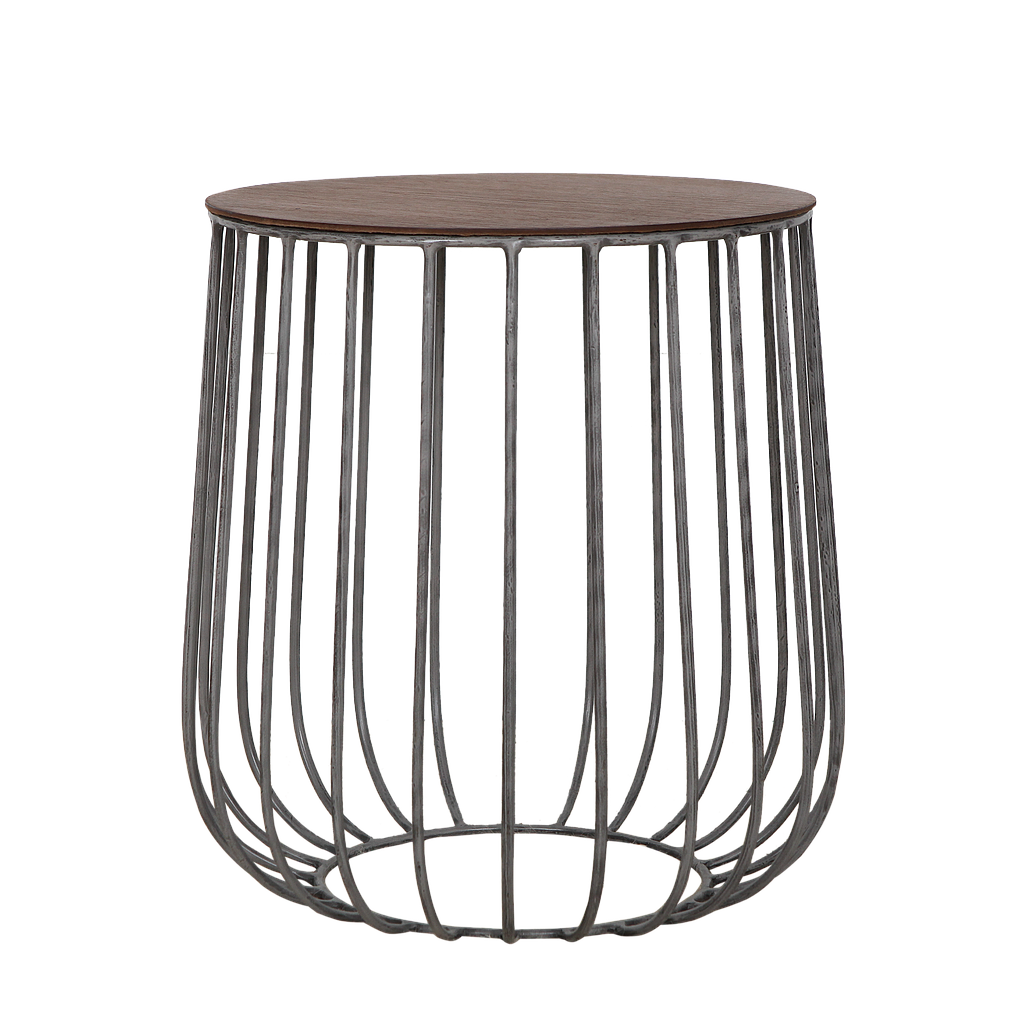 MONFORT - Side table Diam.40 x H42 - Vintage silver and Washed antic