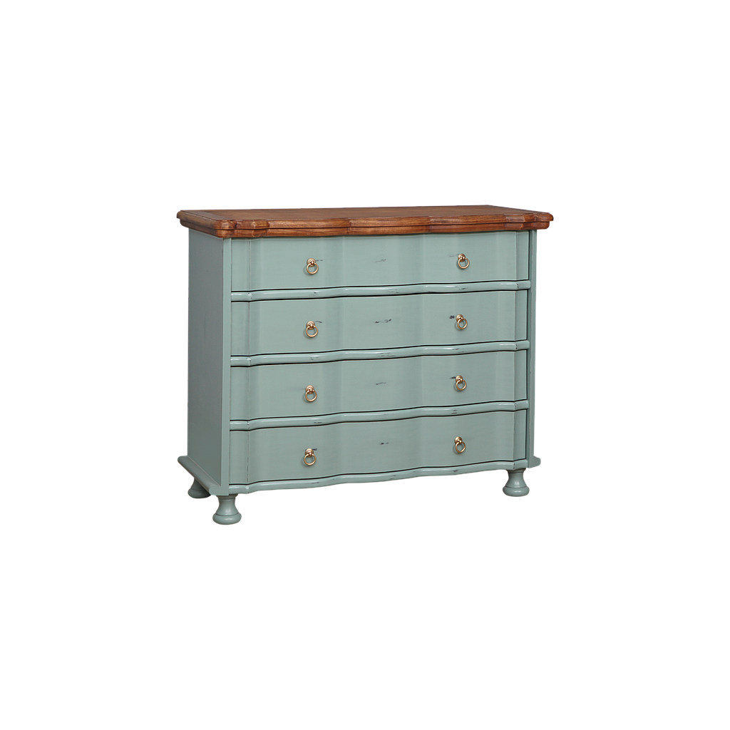 ORLEANS - Chest of drawers L100 x H85 - Patina mint and Washed antic