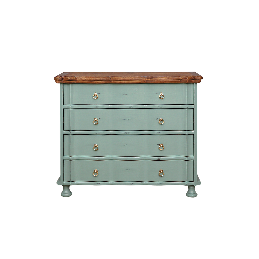 ORLEANS - Chest of drawers L100 x H85 - Patina mint and Washed antic