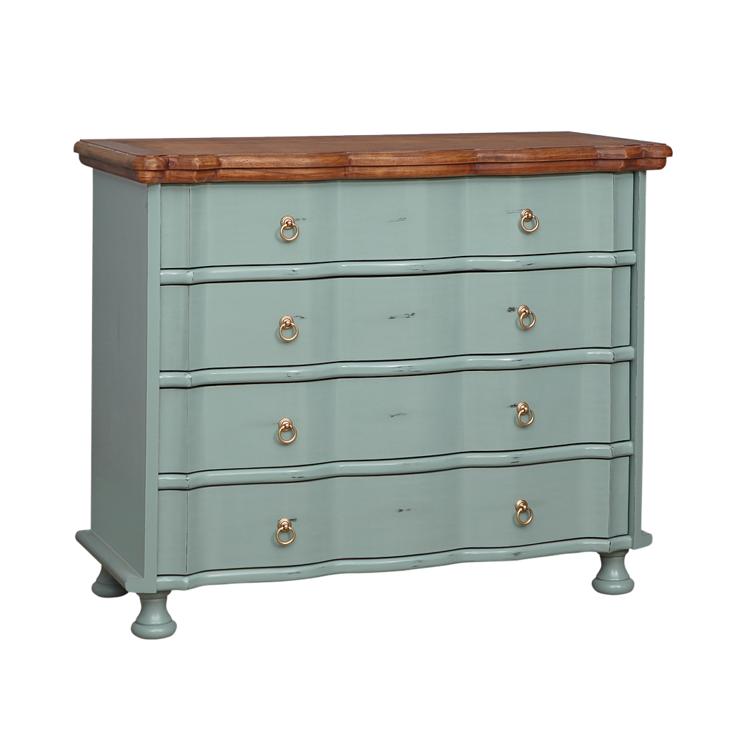 ORLEANS - Chest of drawers L100 x H85 - Patina mint and Washed antic