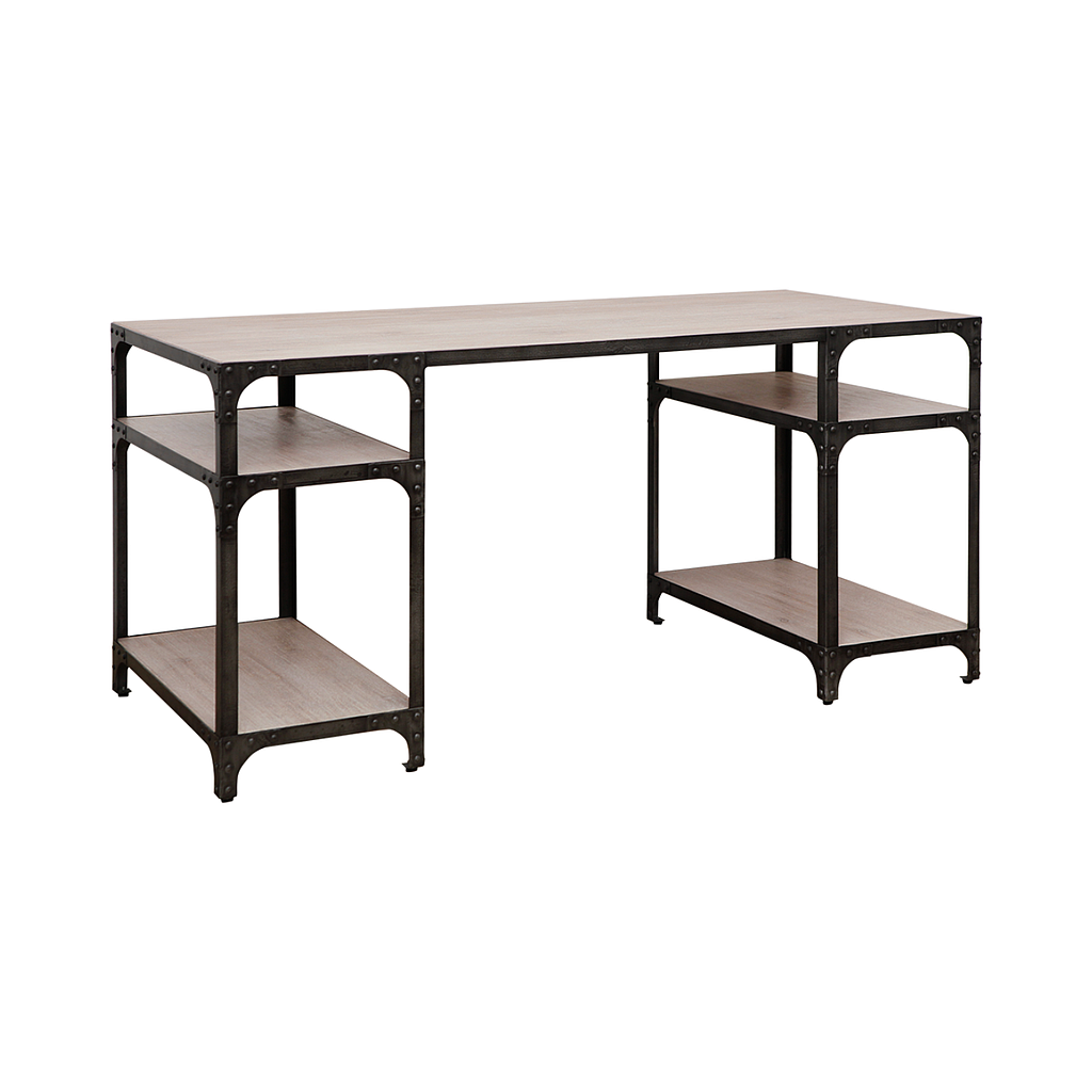 MANHATTAN - Desk L150 x W70 - Vintage anthracite and Whitened acacia