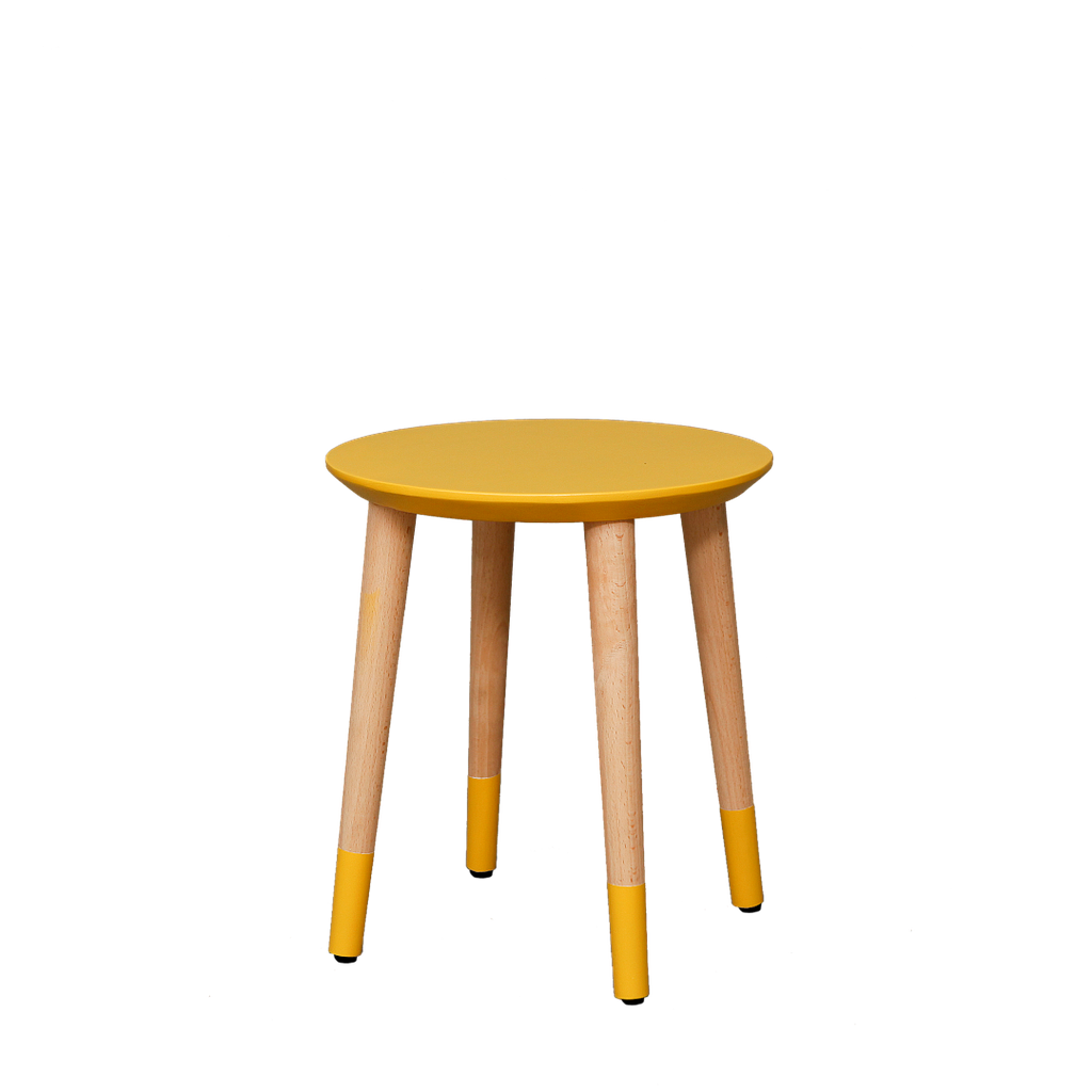 OCEANE - Kids Stool / Seat H30 - Pineapple yellow and Natural beech