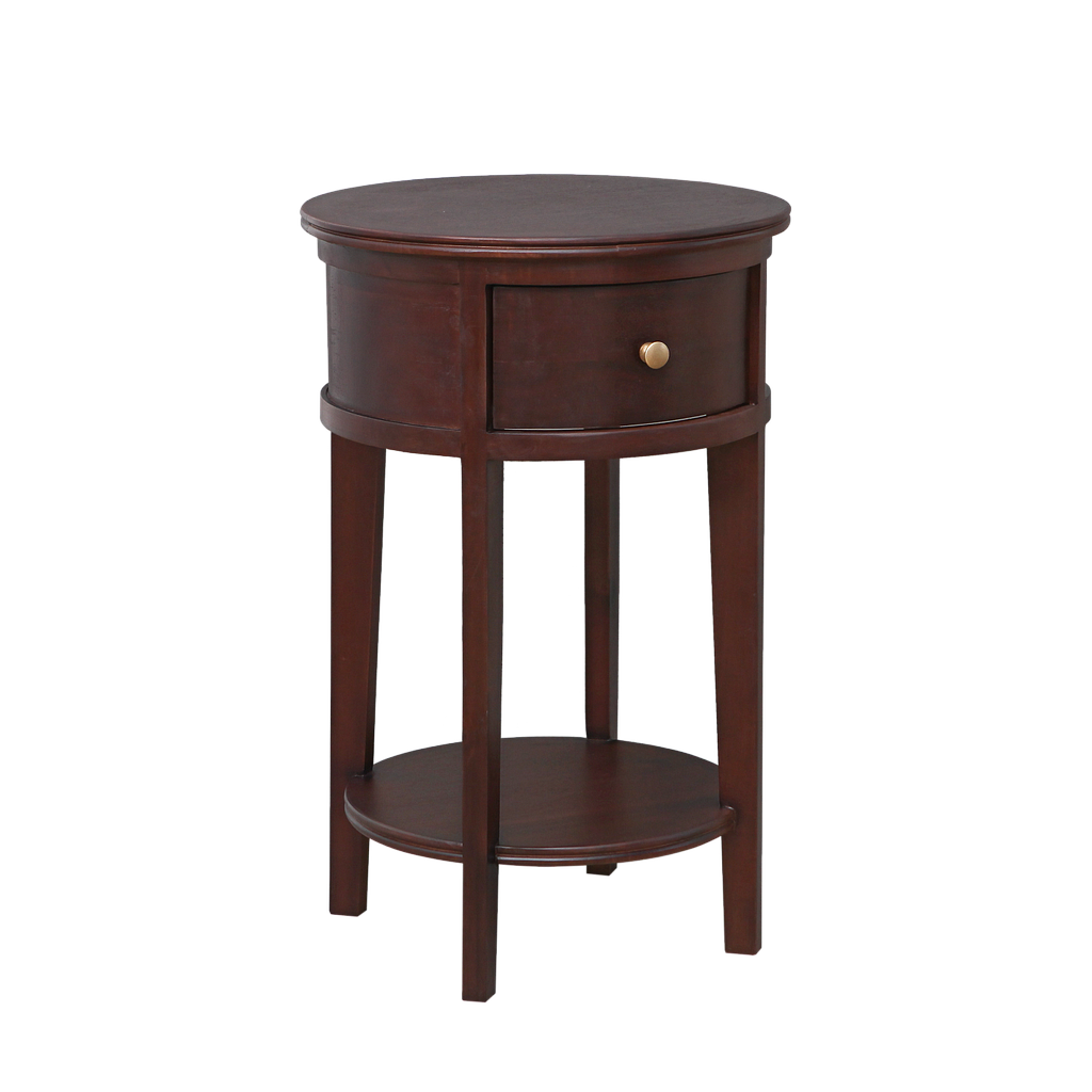 HARPER - Round bedside table H70 - Walnut stain