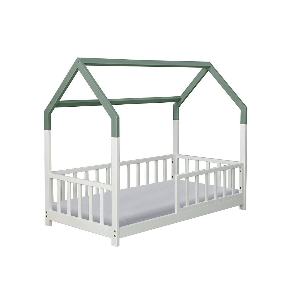 CABANE - Toddler bed 140x70 - White and Mint