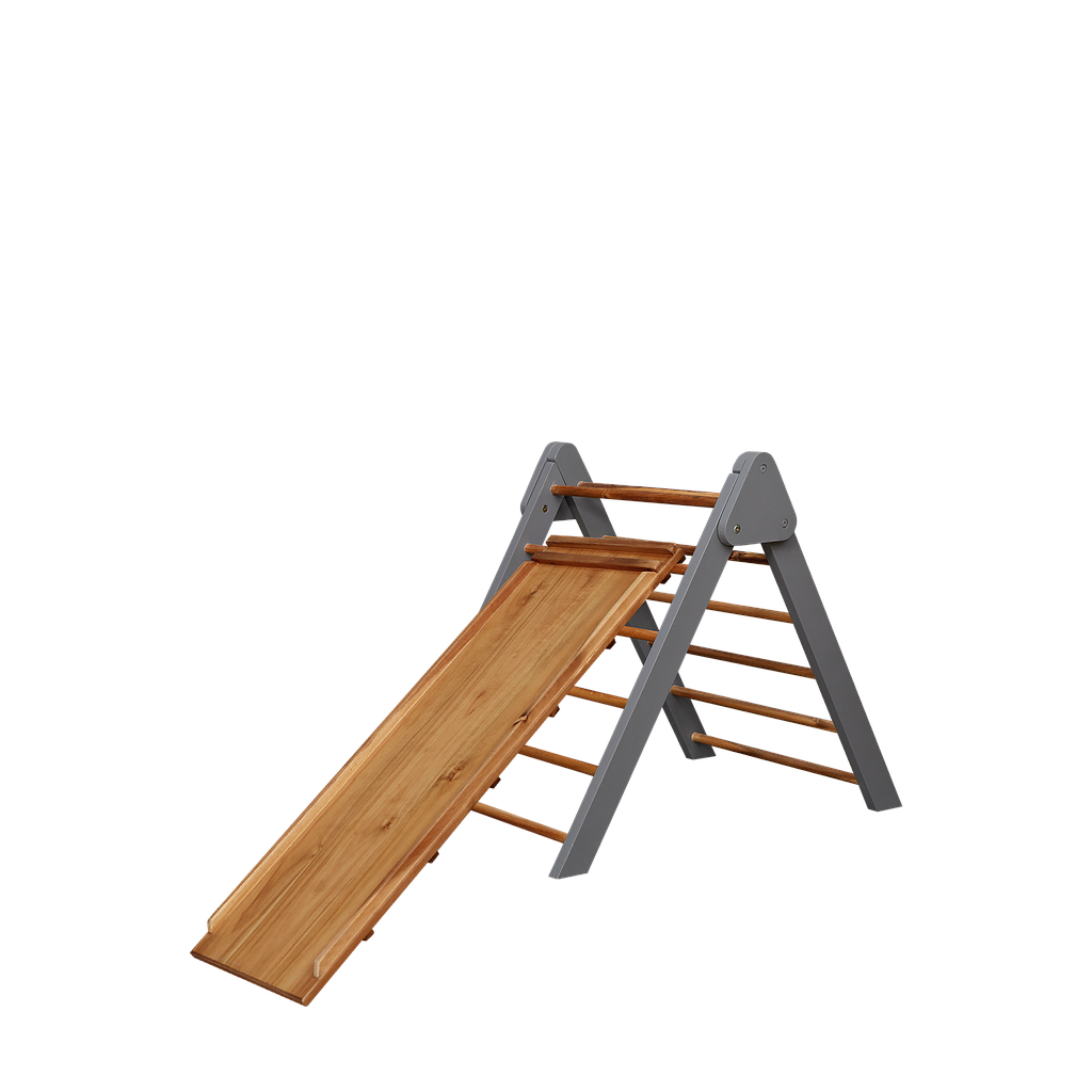 ADDA - Pikler triangle - Pearl grey and Natural acacia