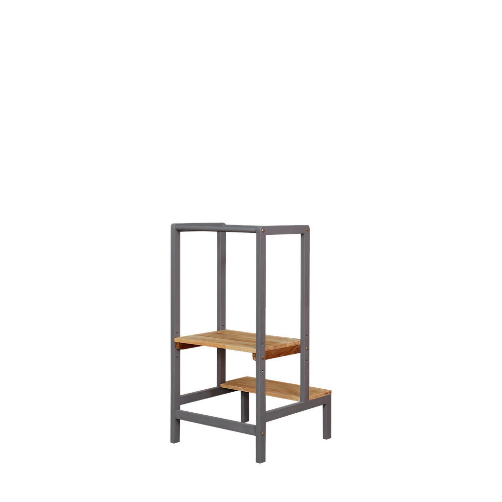 MONTESSORI - Classic Learning Tower - Pearl grey and Natural acacia