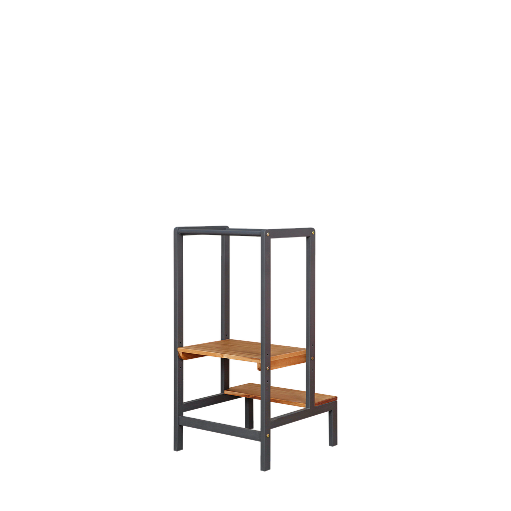 MONTESSORI - Classic Learning Tower - Charcoal grey and Natural acacia