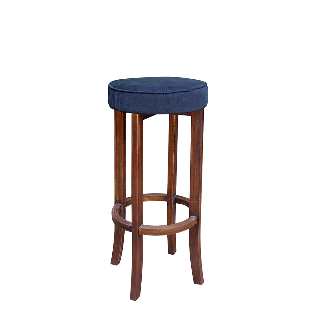 OSKAR - Bar stool H80 - Washed antic and Cobalt blue cover