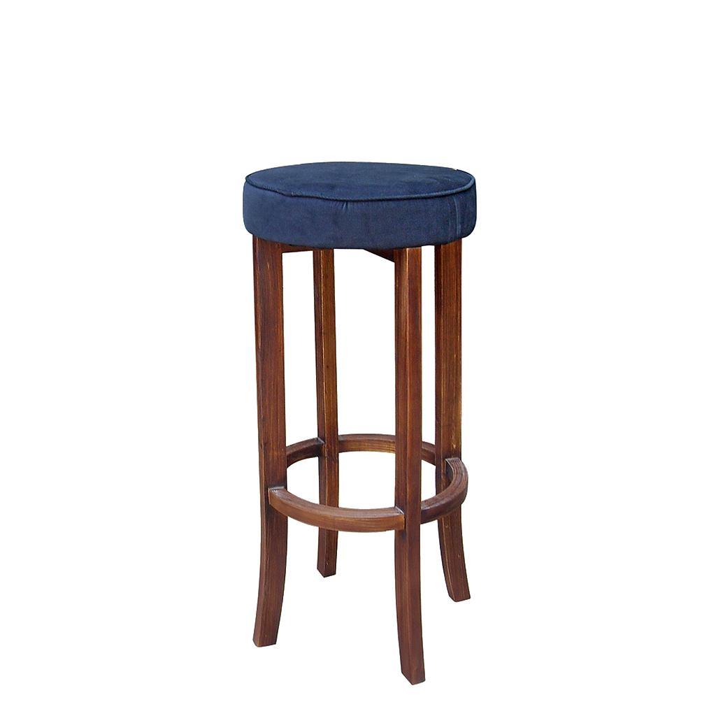 OSKAR - Bar stool H80 - Washed antic and Cobalt blue cover