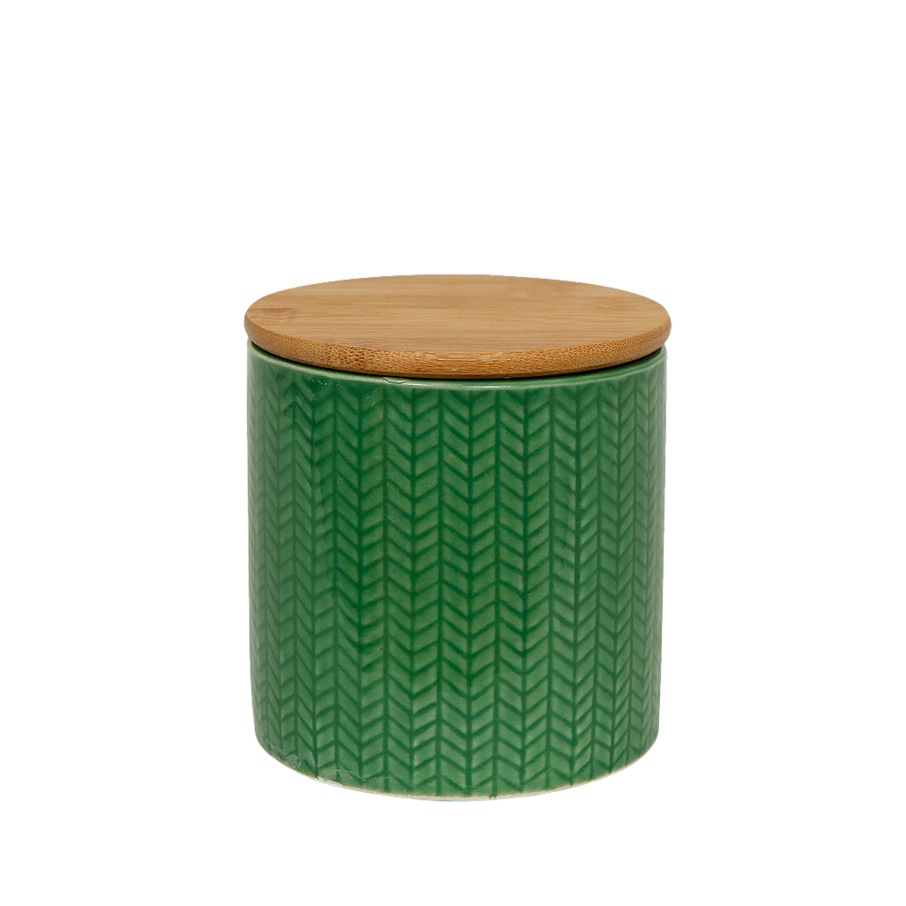 EFFIE - Ceramic jar H11 - Multicolor with bamboo lid