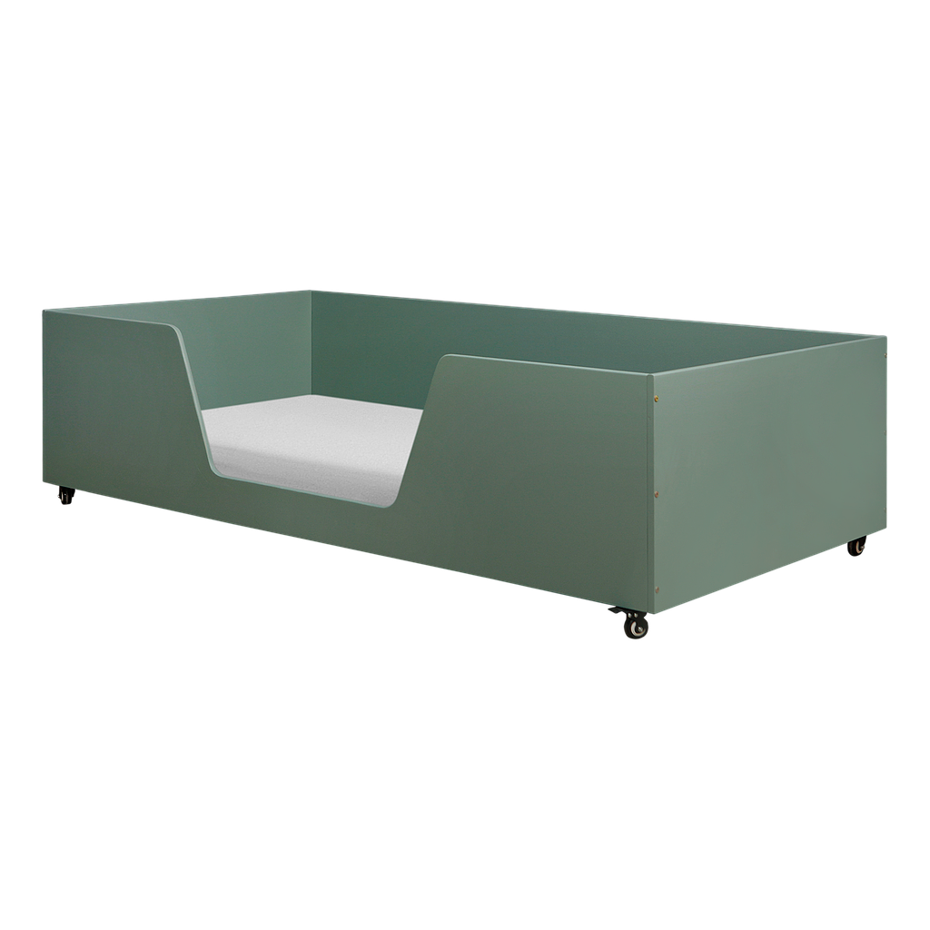 DILAN - Single size bed with castor wheels (Mattress 100x200) - Mint