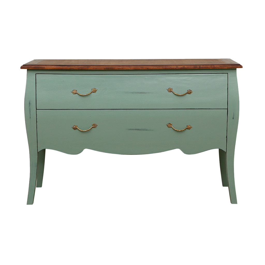 CLARCK - Chest of drawers L130 x H85 - Patina mint and Washed antic