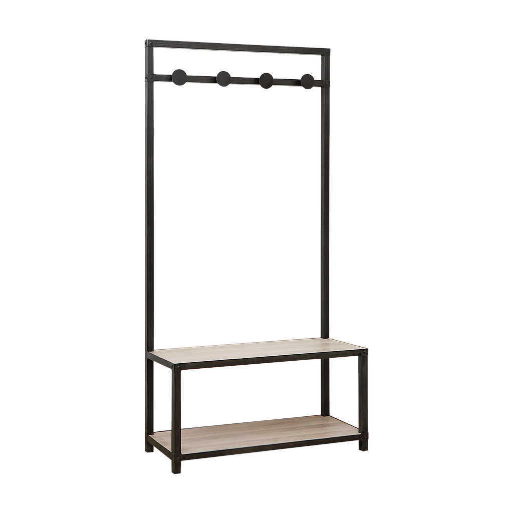MANHATTAN - Hall tree L90 x H180 - Vintage anthracite and Whitened acacia