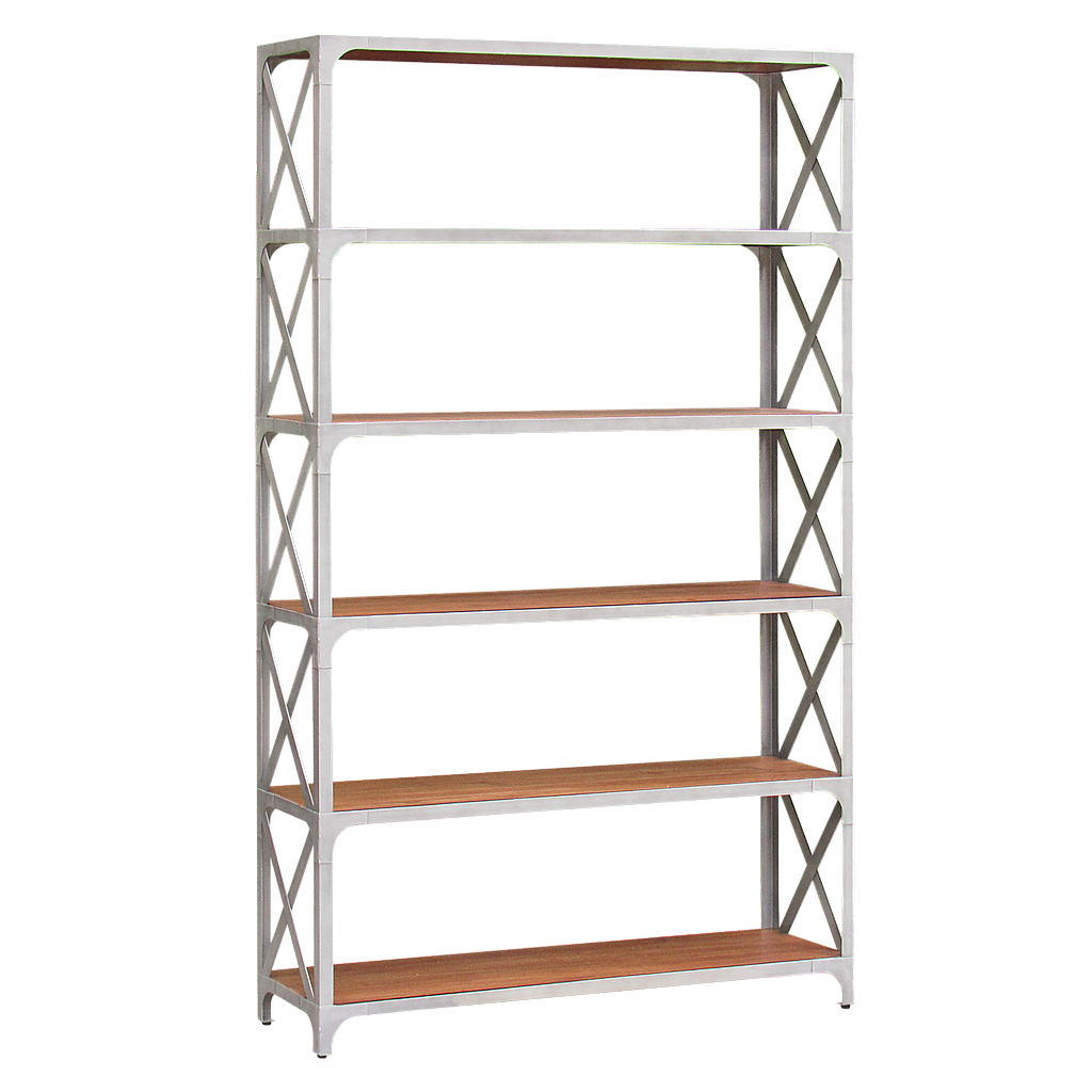 MANHATTAN - Bookcase L120 x H204 - Vintage silver and Washed antic