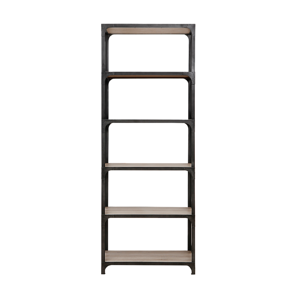 MANHATTAN - Bookcase L75 x H204 - Vintage anthracite and Whitened acacia
