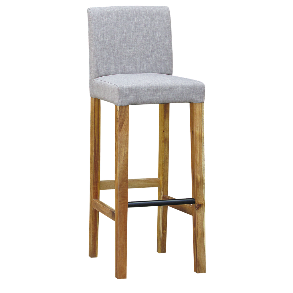 OSKAR - Bar stool H115 - Natural acacia and Light grey cover