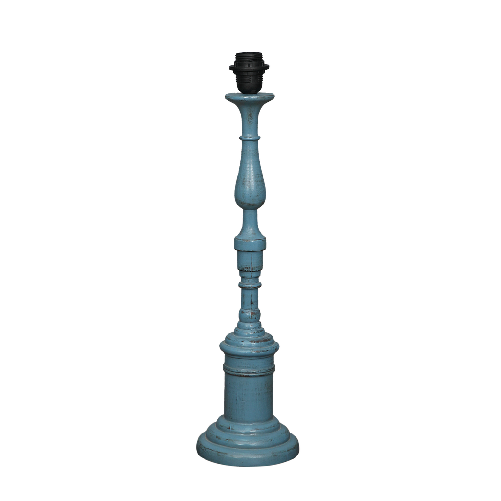 SIBELLE - Wooden lamp stand H53 - Shabby stone blue