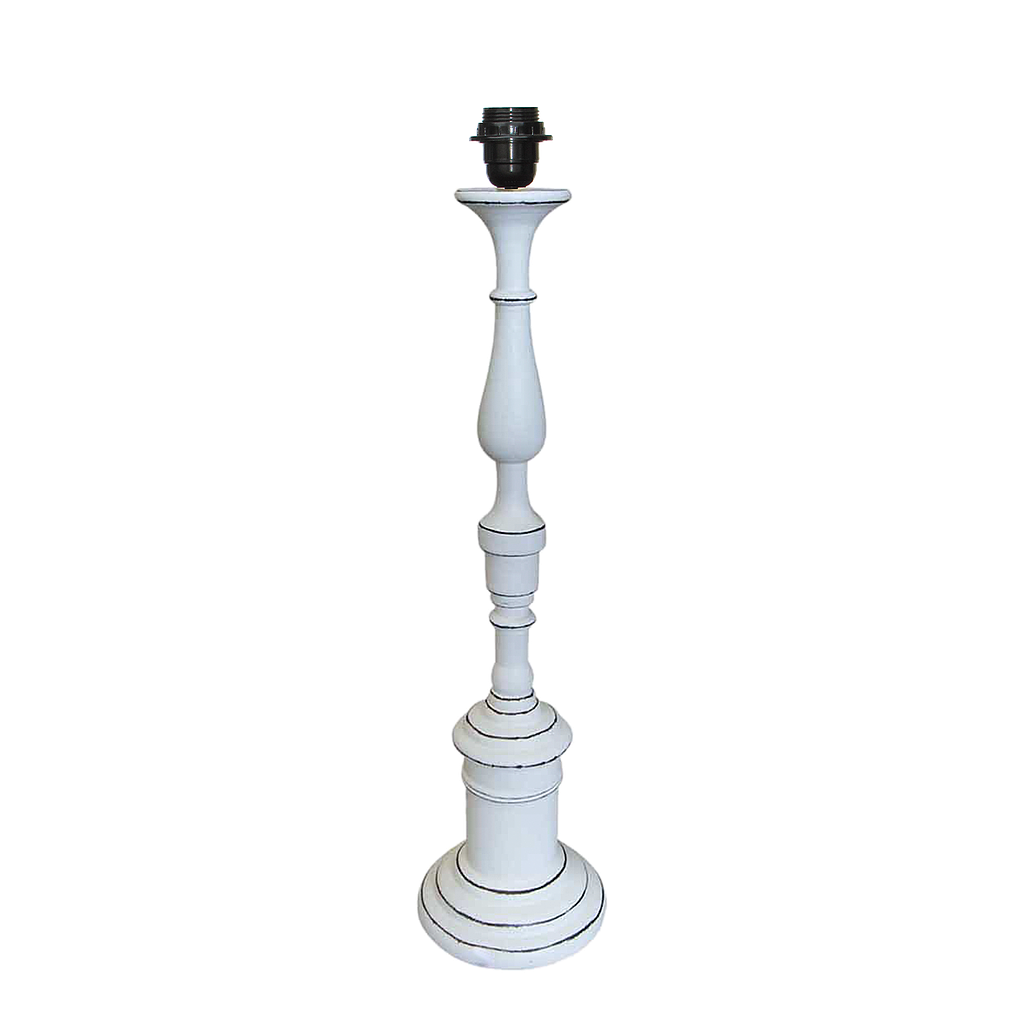 SIBELLE - Wooden lamp stand H53 - Brocante white