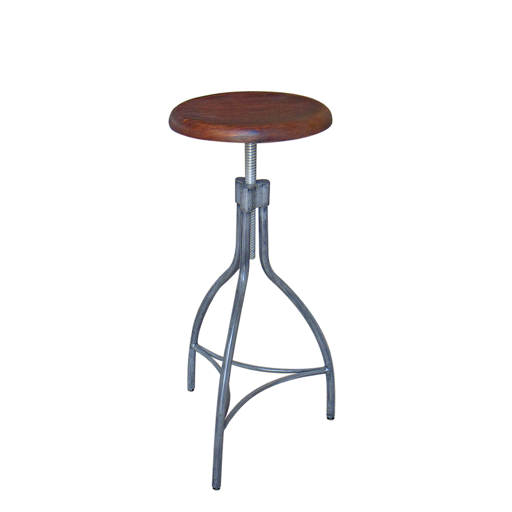 BRAD - Adjustable bar stool H72/80 - Vintage silver and Washed antic
