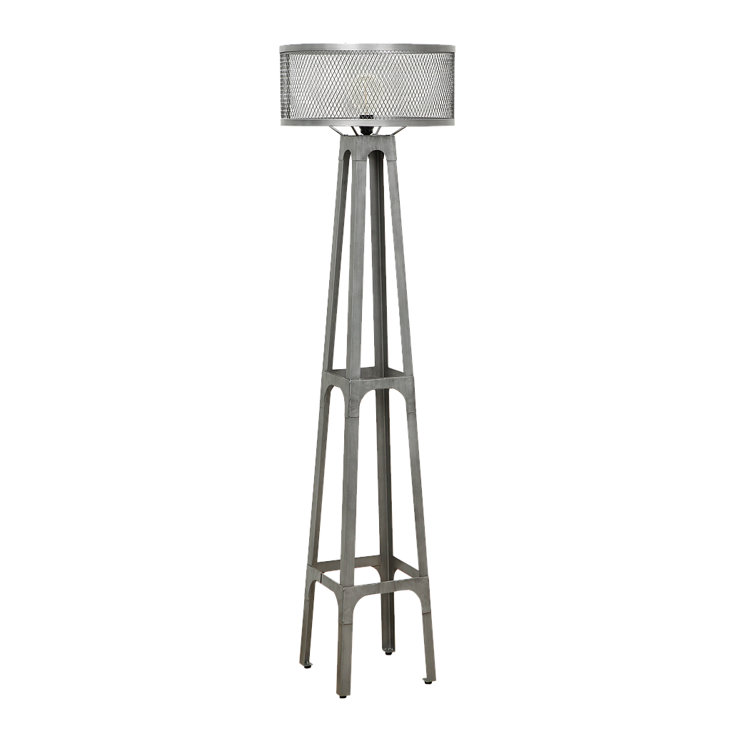 CHARLIE - Metal industrial floor lamp H170 - Vintage silver
