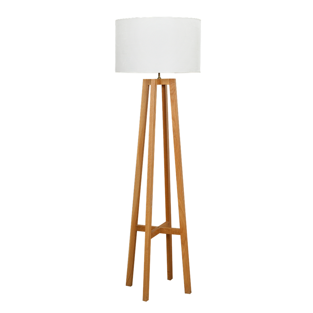 COPENHAGEN - Wooden floor lamp H165 - Natural OAK and multicolor lampshade