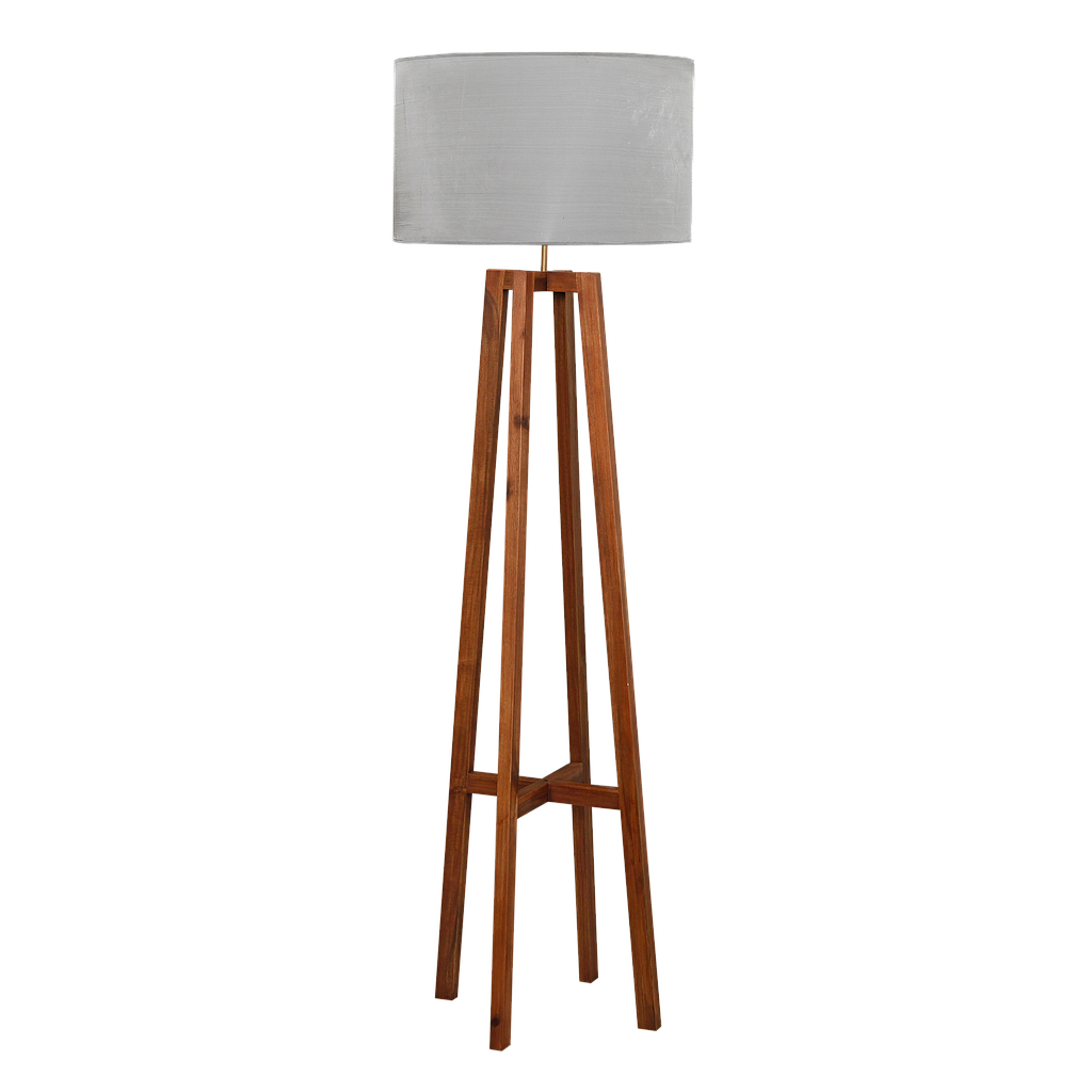 COPENHAGEN - Wooden floor lamp H165 - Washed antic and multicolor lampshade