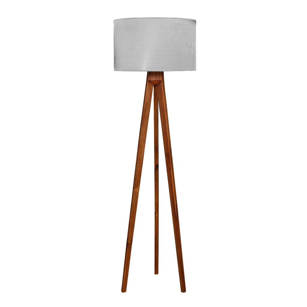 LOFOTEN - Wooden floor lamp H169 - Washed antic and multicolor lampshade