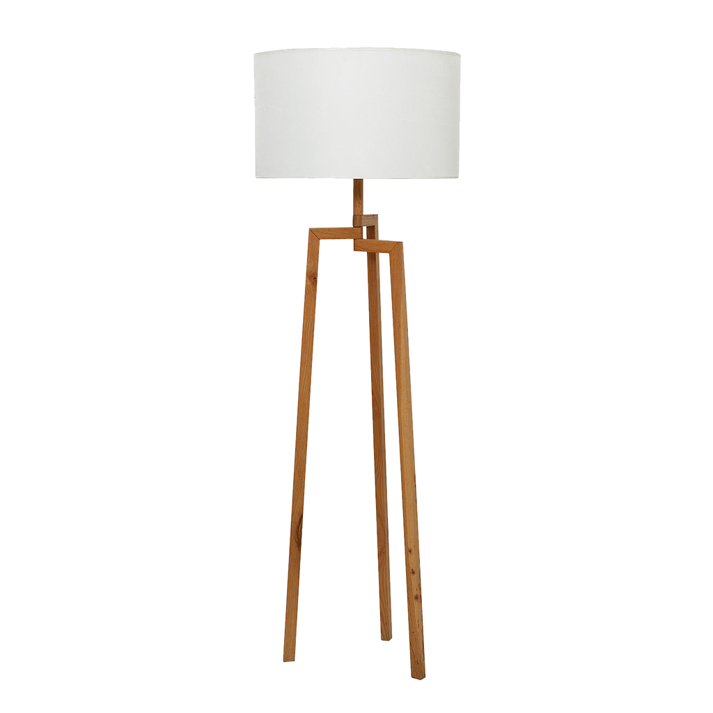 MIRO - Wooden floor lamp H151 - Natural oak and multicolor lampshade