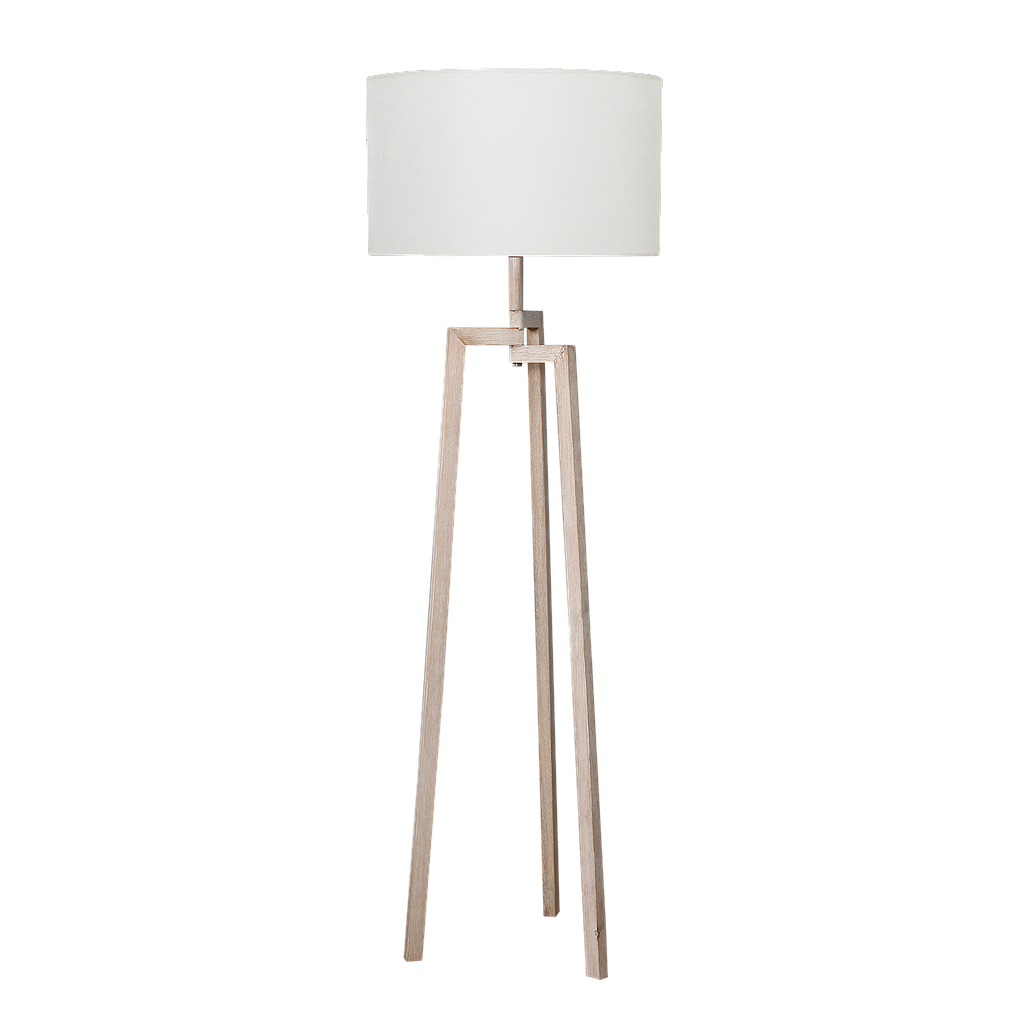 MIRO - Wooden floor lamp H151 - Whitenned acacia and multicolor lampshade