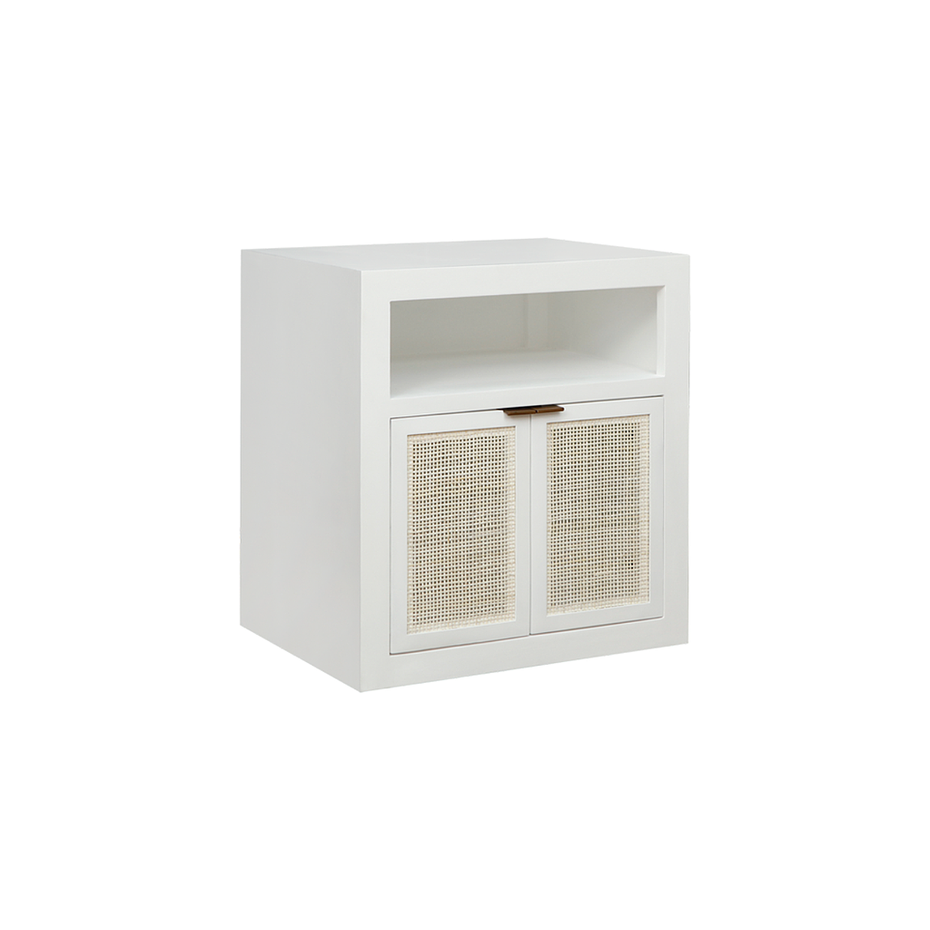 CAMITA - Bedside table H65 - White and natural cane