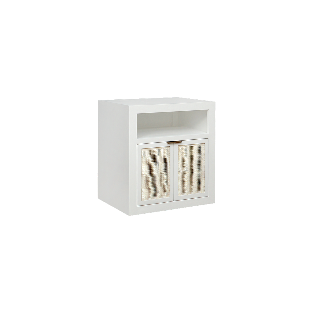 CAMITA - Bedside table H65 - White and natural cane