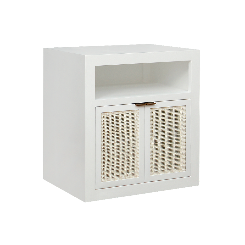 CAMITA - Bedside table H65 - White and natural cane
