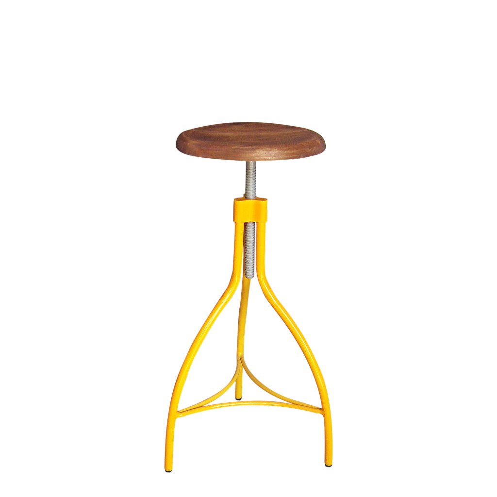 BRAD - Adjustable bar stool H72/80 - Pineapple yellow and Washed antic