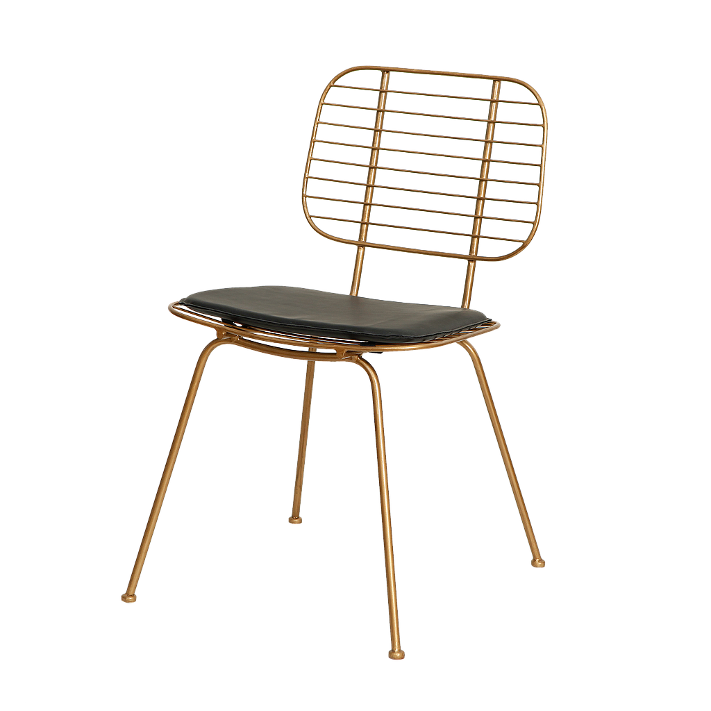 LORENZO - Metal chair - Vintage brass and Black cover