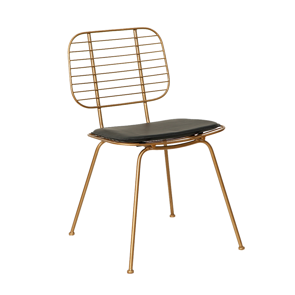 LORENZO - Metal chair - Vintage brass and Black cover
