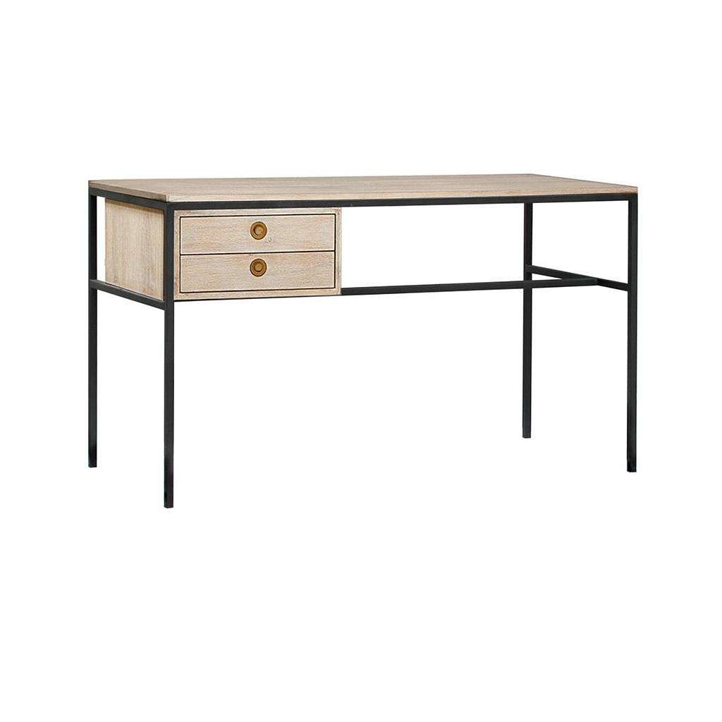 JOHNSON - Desk L130 x W60 - Vintage anthracite and Whitened acacia