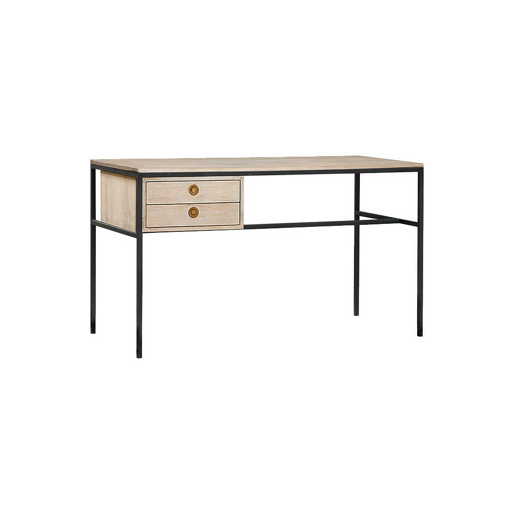 JOHNSON - Desk L130 x W60 - Vintage anthracite and Whitened acacia