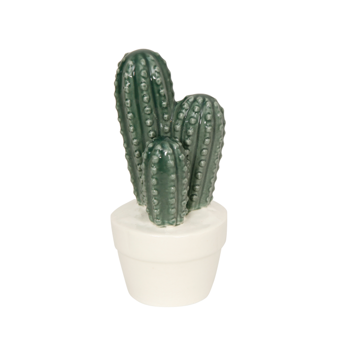 CACTO - Ornemental ceramic cactus H15 - Green and white