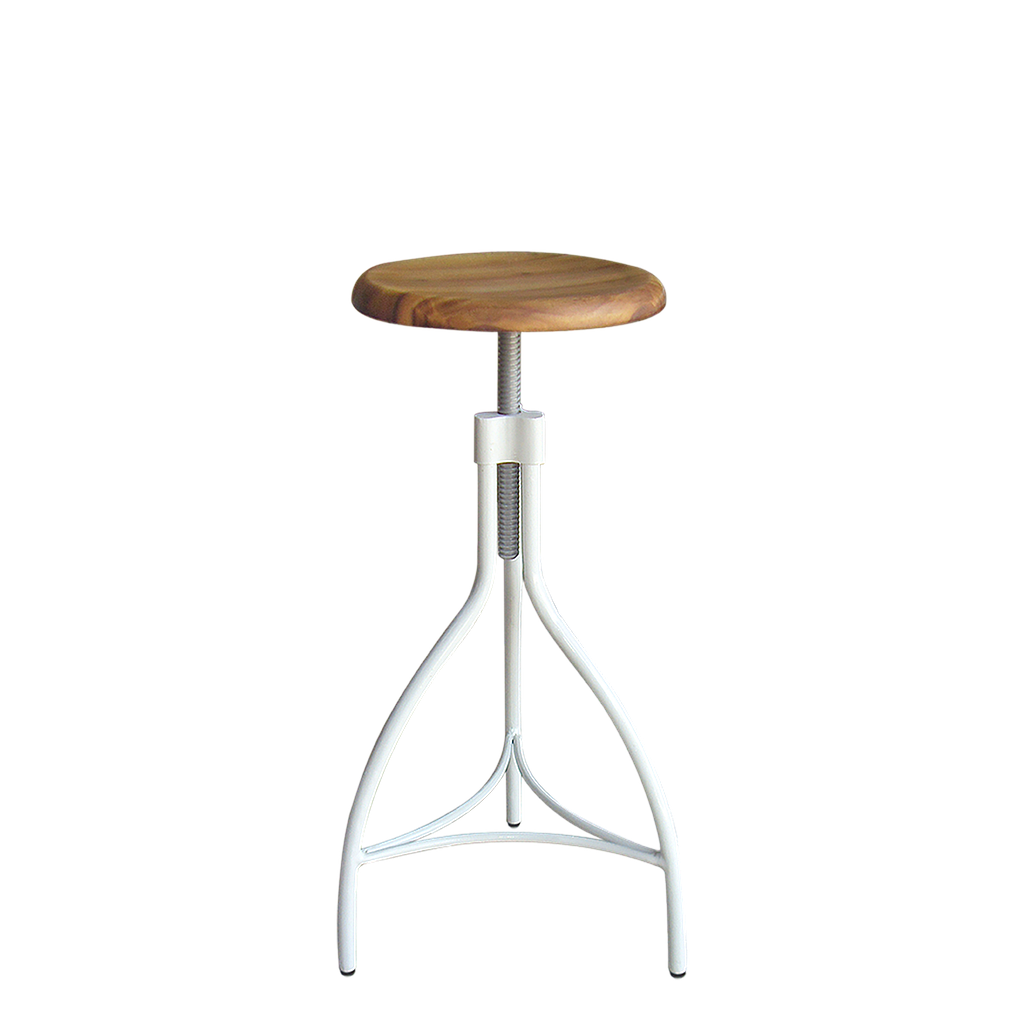 BRAD - Adjustable bar stool H72/80 - White and Washed antic